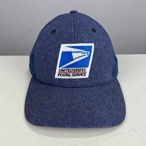 USPS United States Postal Service Trucker Hat Blue Mesh Snapback Made in USA Cap